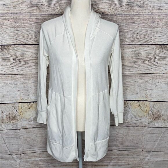 Flirtitude Active Long Open Sweatshirt White - Picture 1 of 8